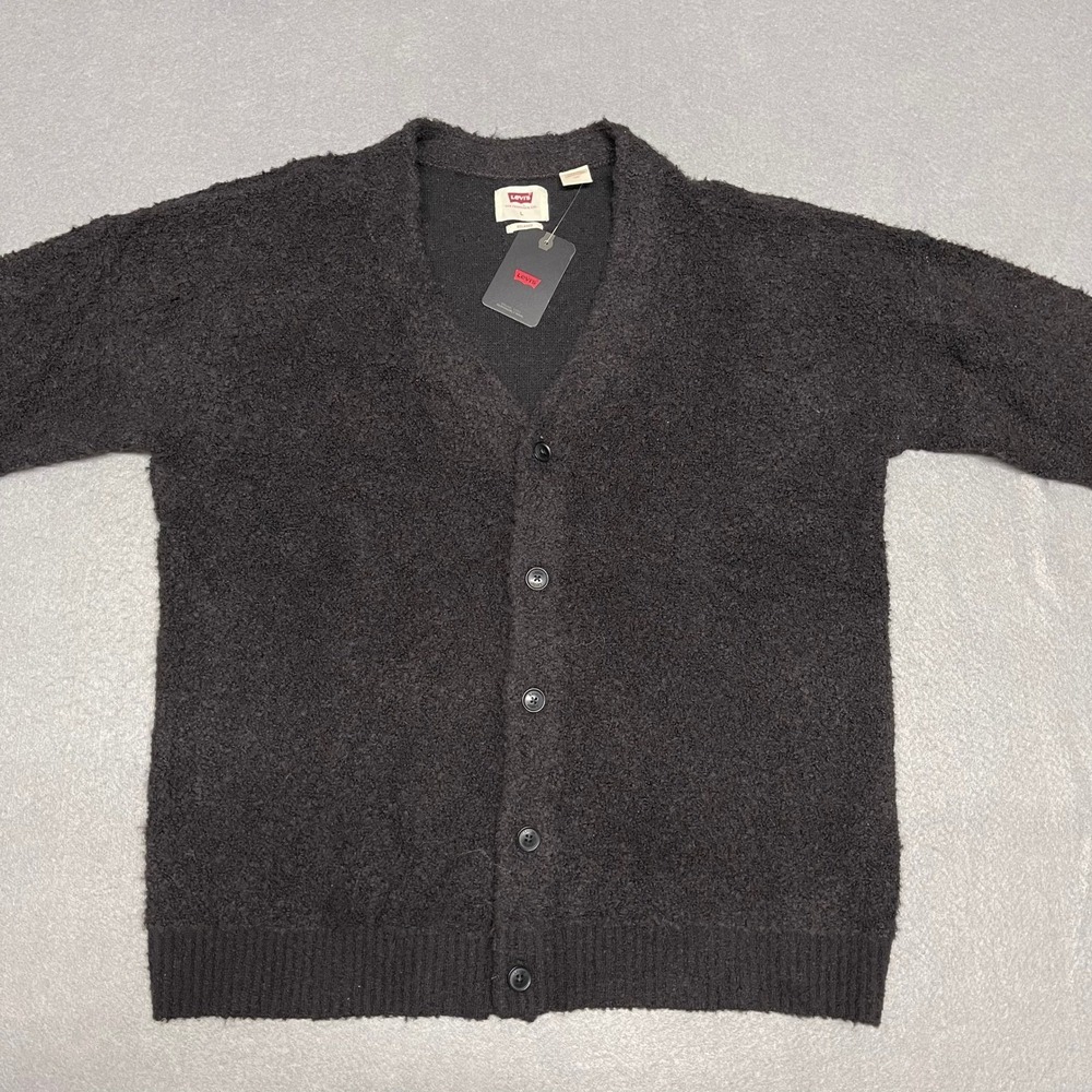 Levis Cardigan Sweater Men Medium Brown Coit Boxy Relax Wool Alpaca Knit Grandpa - Picture 2 of 13